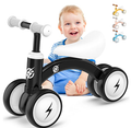 Kids Turbo Lightning Mini Balance Bike | 4-Wheel Stable Toddler Glider - Premium Black & White Edition